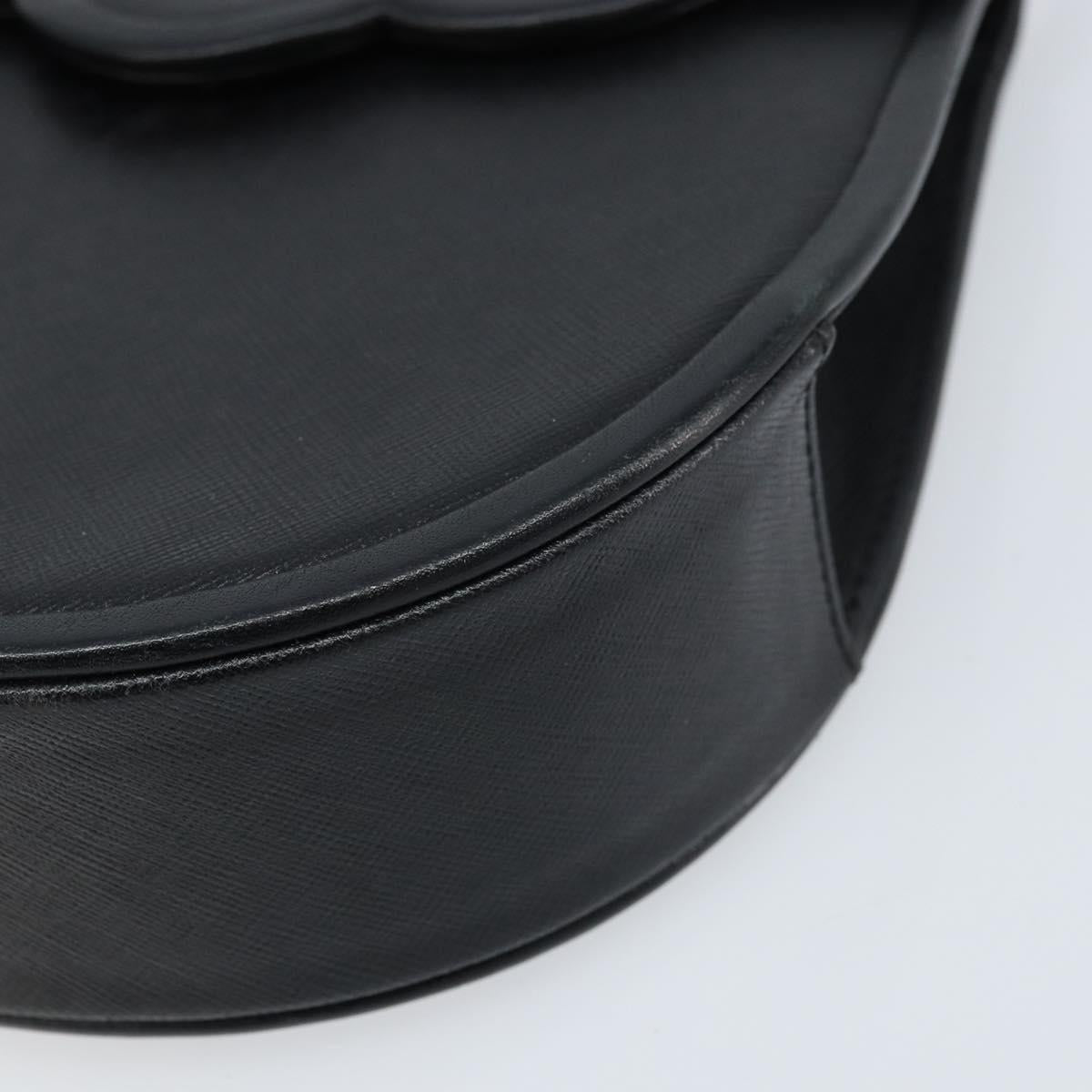 SAINT LAURENT Shoulder Bag Leather Black Gold Auth fm5171