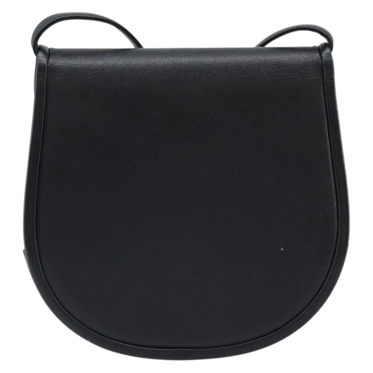 SAINT LAURENT Shoulder Bag Leather Black Gold Auth fm5171