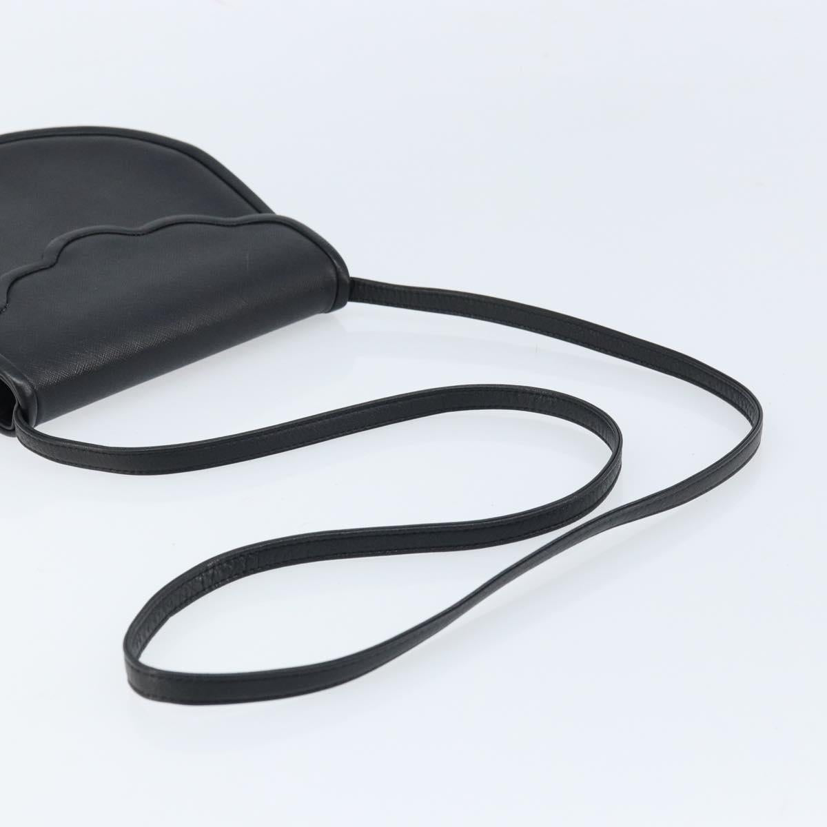 SAINT LAURENT Shoulder Bag Leather Black Gold Auth fm5171