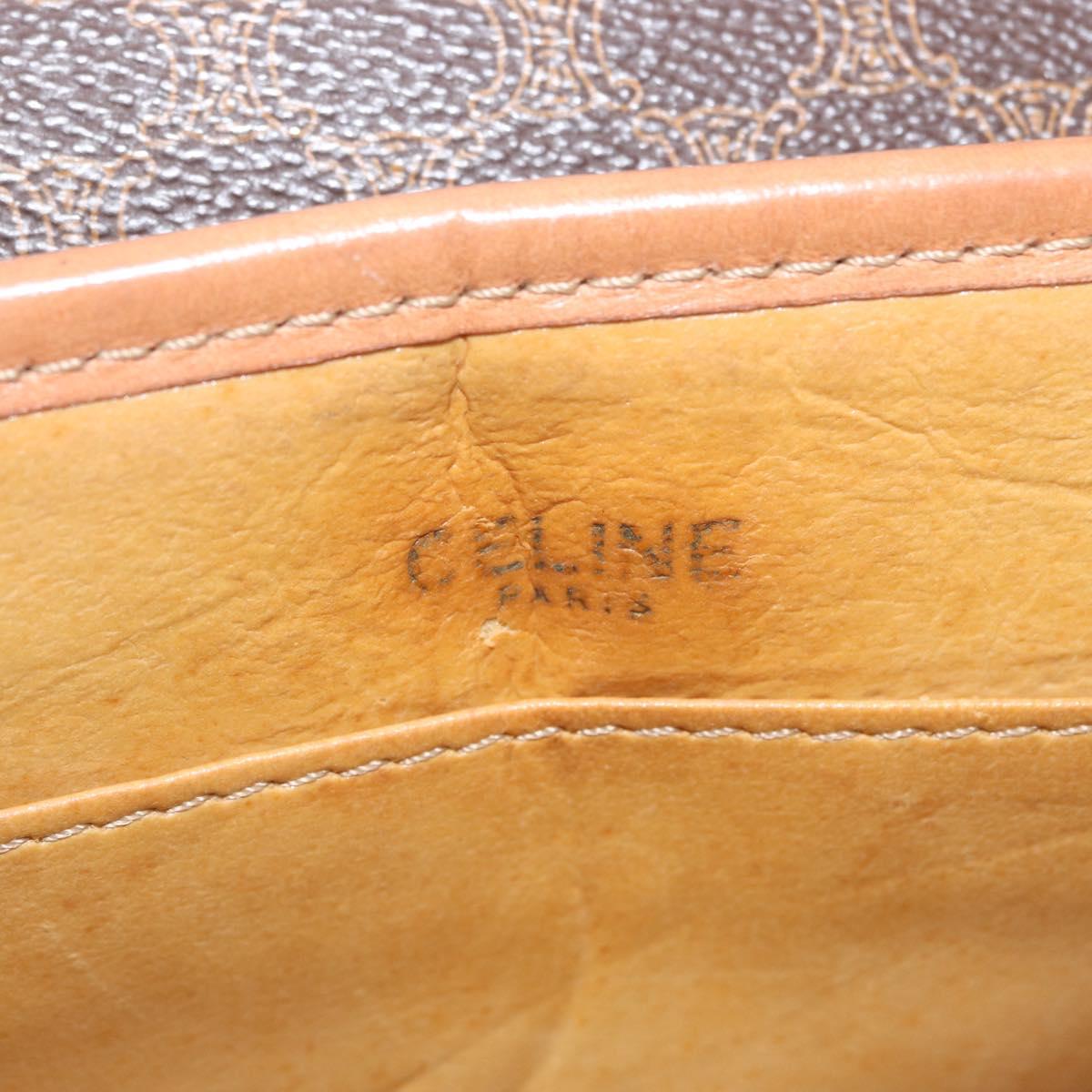 CELINE Macadam Canvas Shoulder Bag PVC Leather Brown Gold Auth fm5173