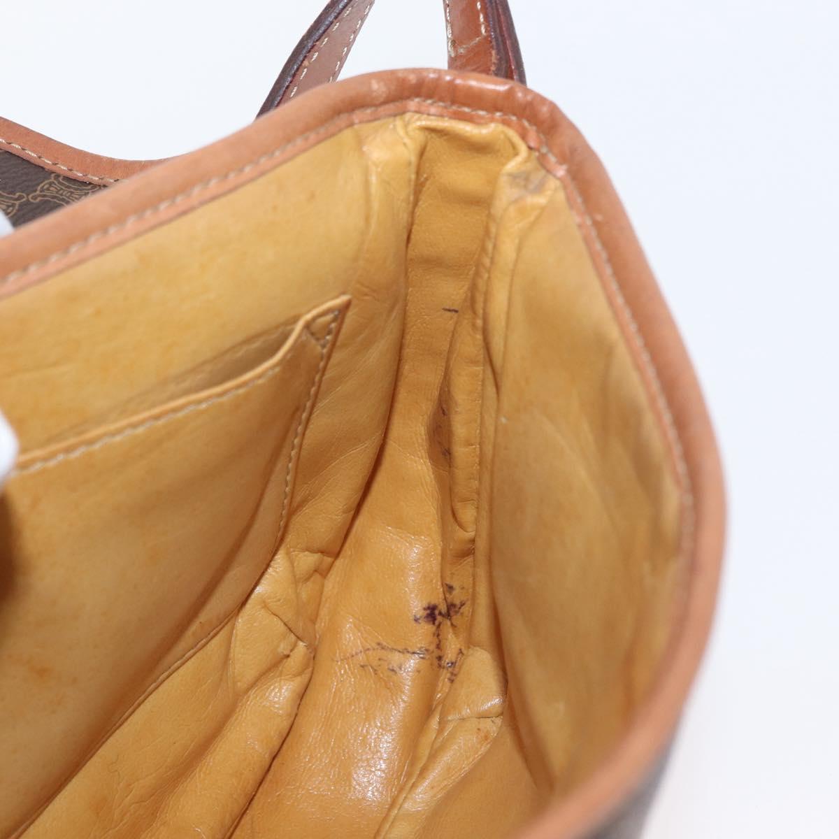 CELINE Macadam Canvas Shoulder Bag PVC Leather Brown Gold Auth fm5173