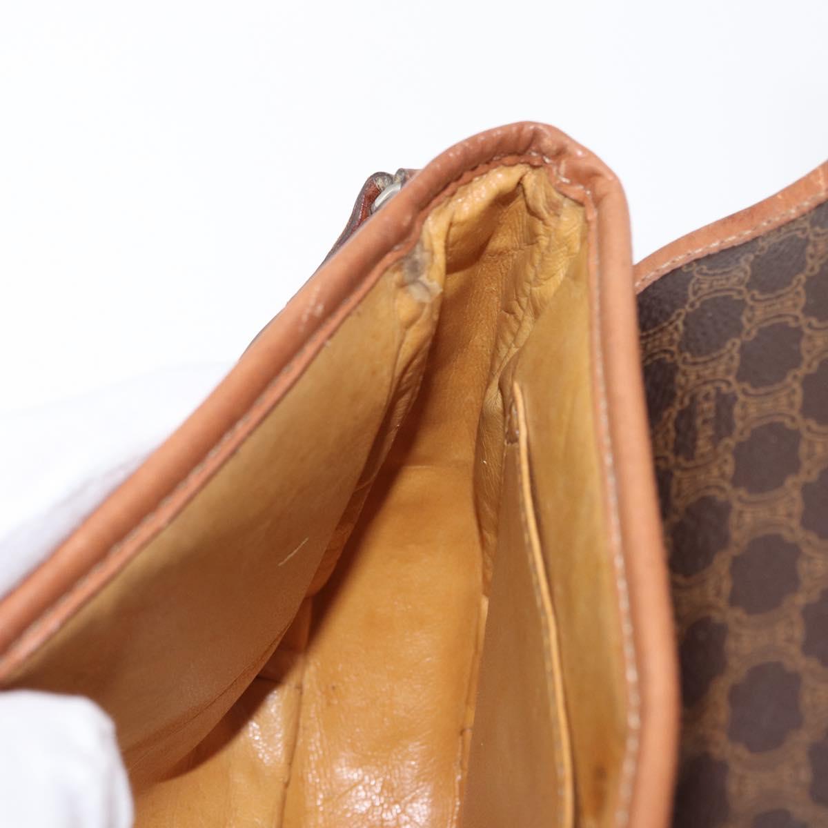 CELINE Macadam Canvas Shoulder Bag PVC Leather Brown Gold Auth fm5173