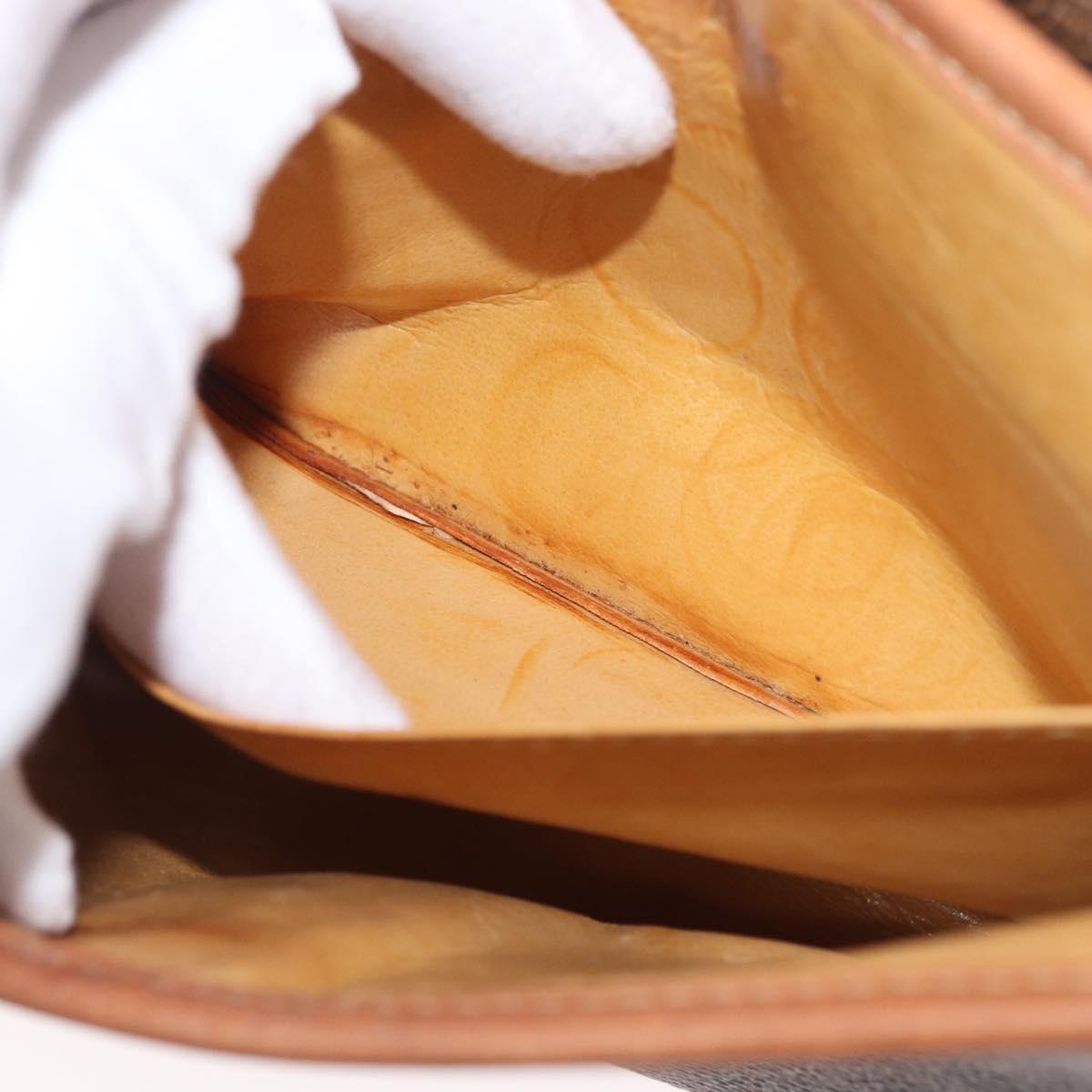 CELINE Macadam Canvas Shoulder Bag PVC Leather Brown Gold Auth fm5173