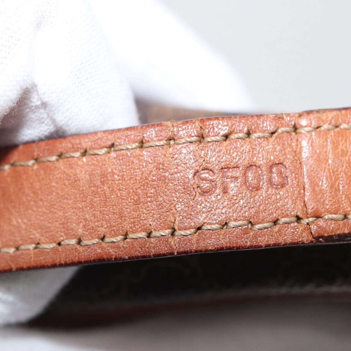 CELINE Macadam Canvas Shoulder Bag PVC Leather Brown Gold Auth fm5173