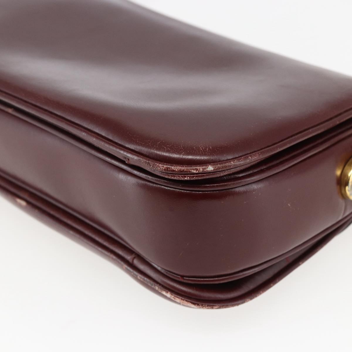 CELINE Shoulder Bag Leather Red Gold Auth fm5174