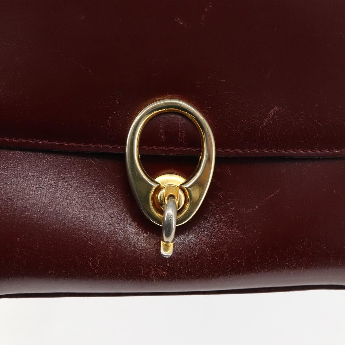 CELINE Shoulder Bag Leather Red Gold Auth fm5174