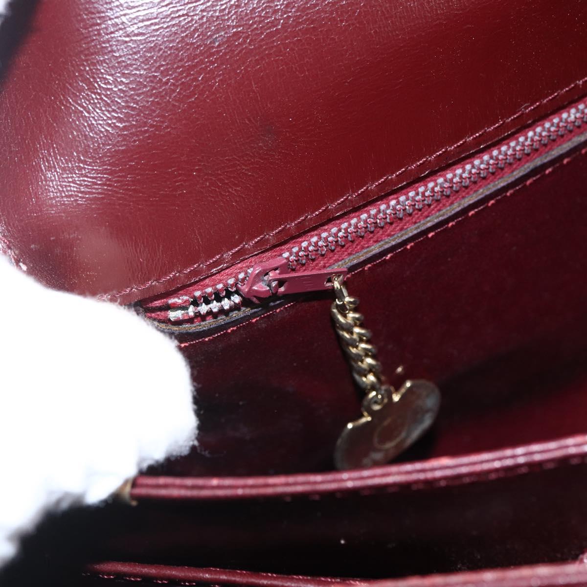 CELINE Shoulder Bag Leather Red Gold Auth fm5174