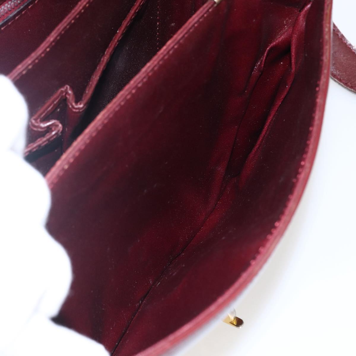 CELINE Shoulder Bag Leather Red Gold Auth fm5174