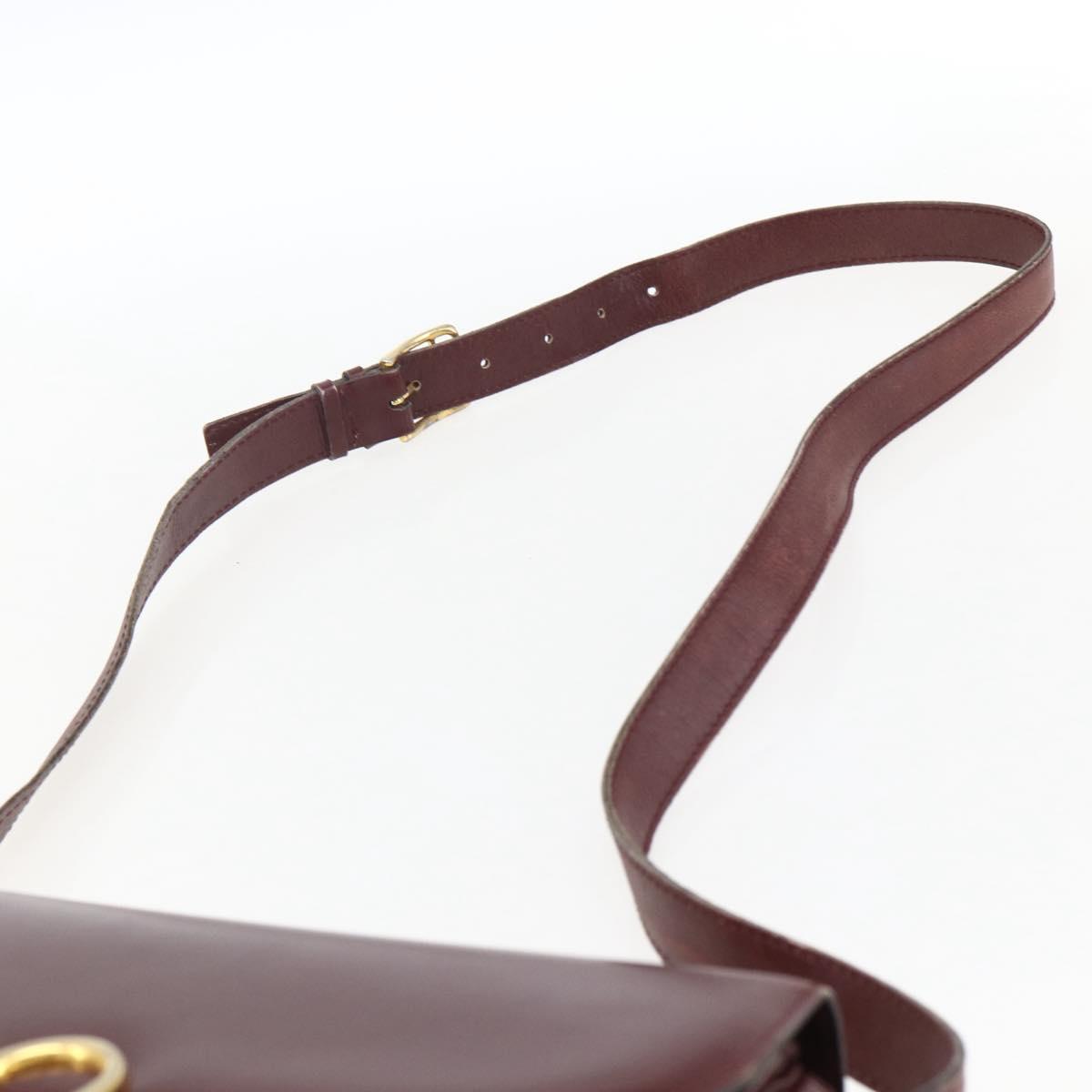 CELINE Shoulder Bag Leather Red Gold Auth fm5174