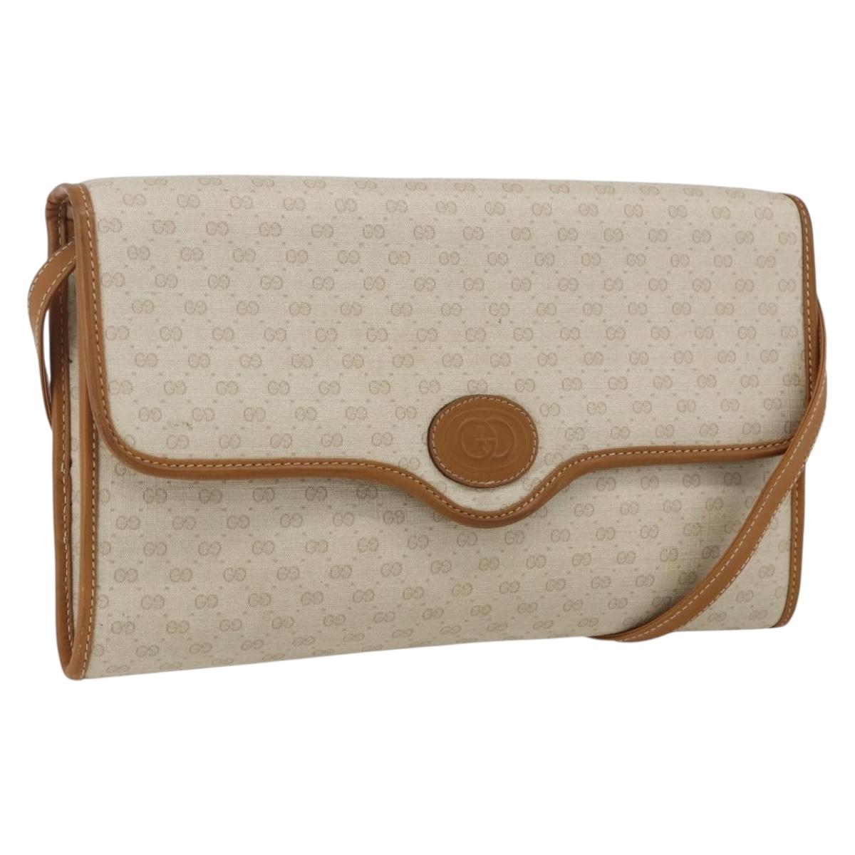 GUCCI Micro GG Supreme Bag PVC Light Beige Gold 004 106 0146 Auth fm5178