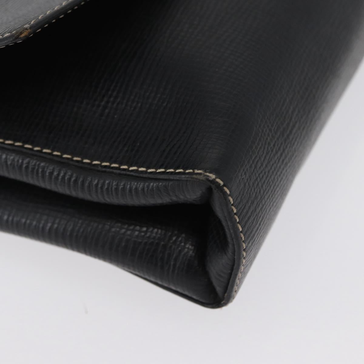 CELINE Circle Shoulder Bag Leather Black Gold Auth fm5181
