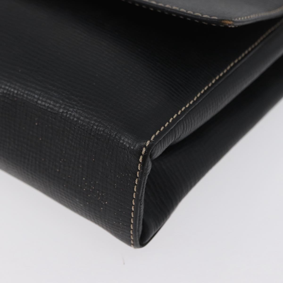 CELINE Circle Shoulder Bag Leather Black Gold Auth fm5181
