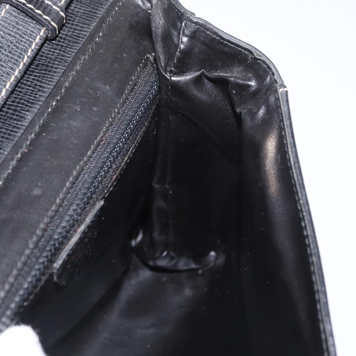 CELINE Circle Shoulder Bag Leather Black Gold Auth fm5181