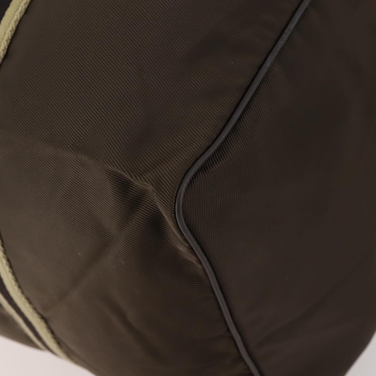 GUCCI Sherry Line Boston Bag Nylon Brown Silver 012 8657 Auth fm5186