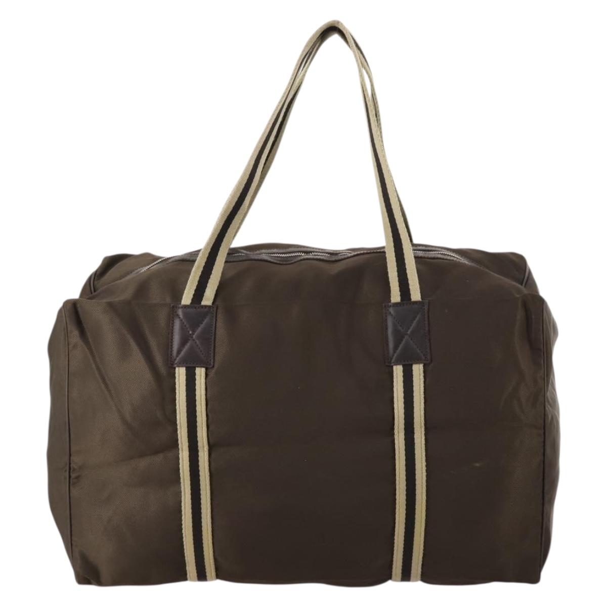 GUCCI Sherry Line Boston Bag Nylon Brown Silver 012 8657 Auth fm5186