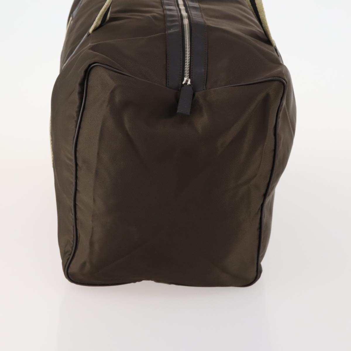 GUCCI Sherry Line Boston Bag Nylon Brown Silver 012 8657 Auth fm5186