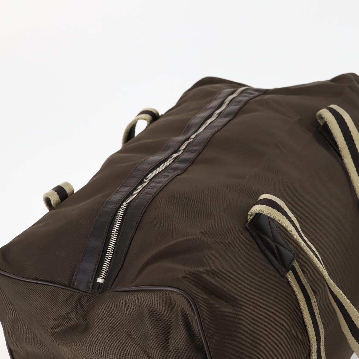 GUCCI Sherry Line Boston Bag Nylon Brown Silver 012 8657 Auth fm5186