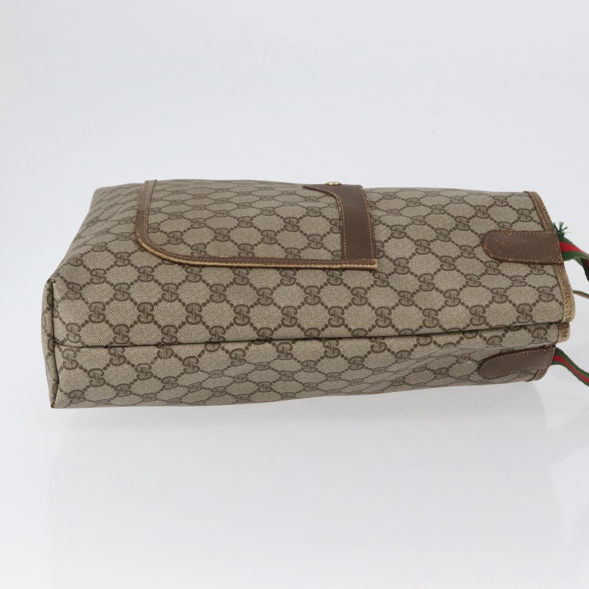 GUCCI GG Supreme Web Sherry Line Tote Bag PVC Beige Gold 39 02 003 Auth fm5189