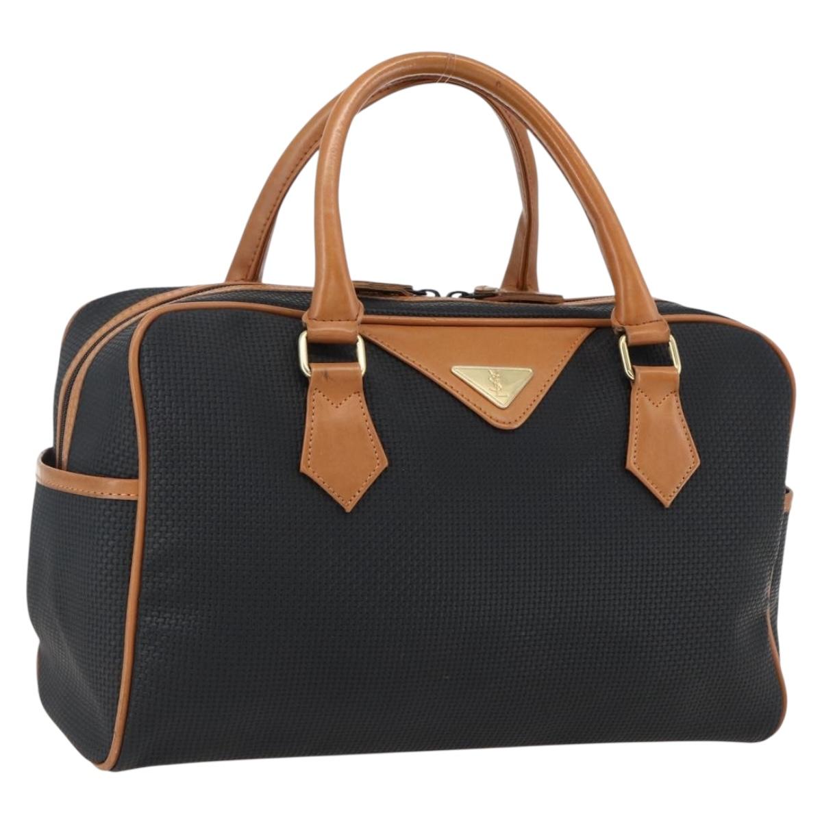 SAINT LAURENT Hand Bag PVC Black Gold Auth fm5207