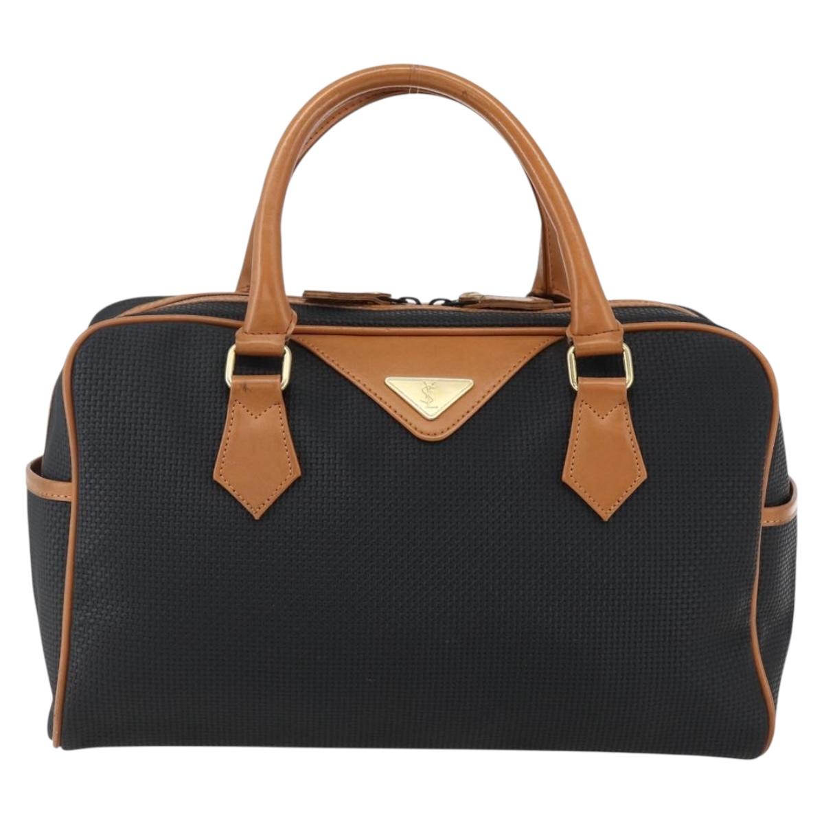 SAINT LAURENT Hand Bag PVC Black Gold Auth fm5207