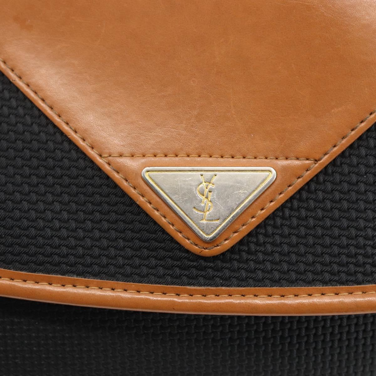 SAINT LAURENT Shoulder Bag PVC Black Gold Auth fm5208