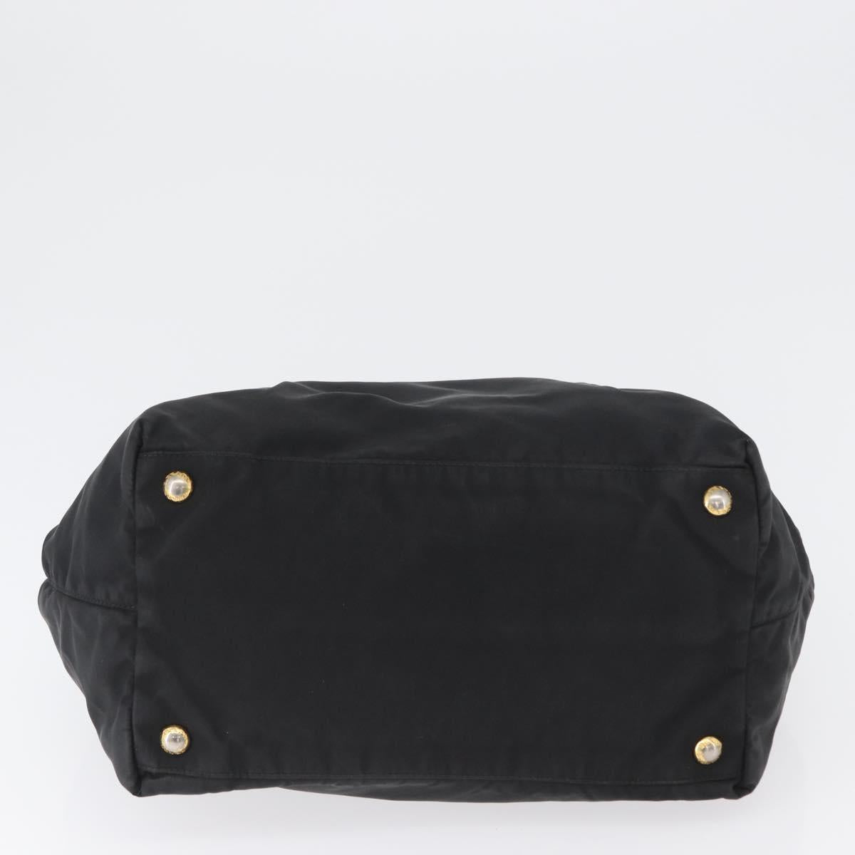 PRADA Hand Bag Nylon Black Gold Auth fm5210