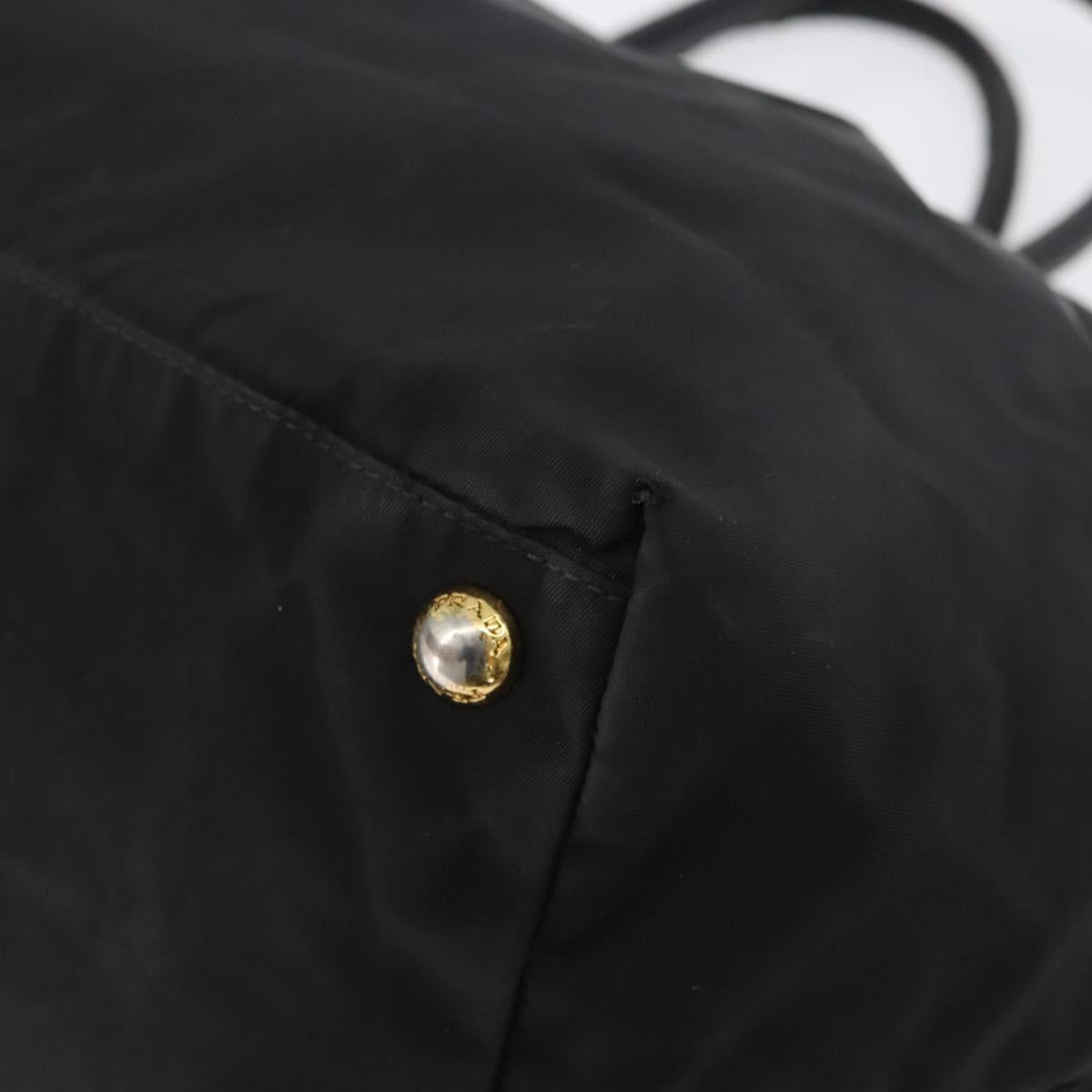 PRADA Hand Bag Nylon Black Gold Auth fm5210