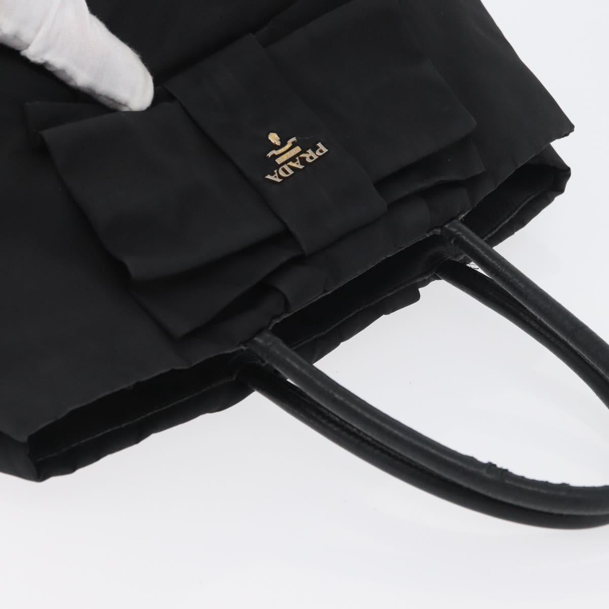 PRADA Hand Bag Nylon Black Gold Auth fm5210
