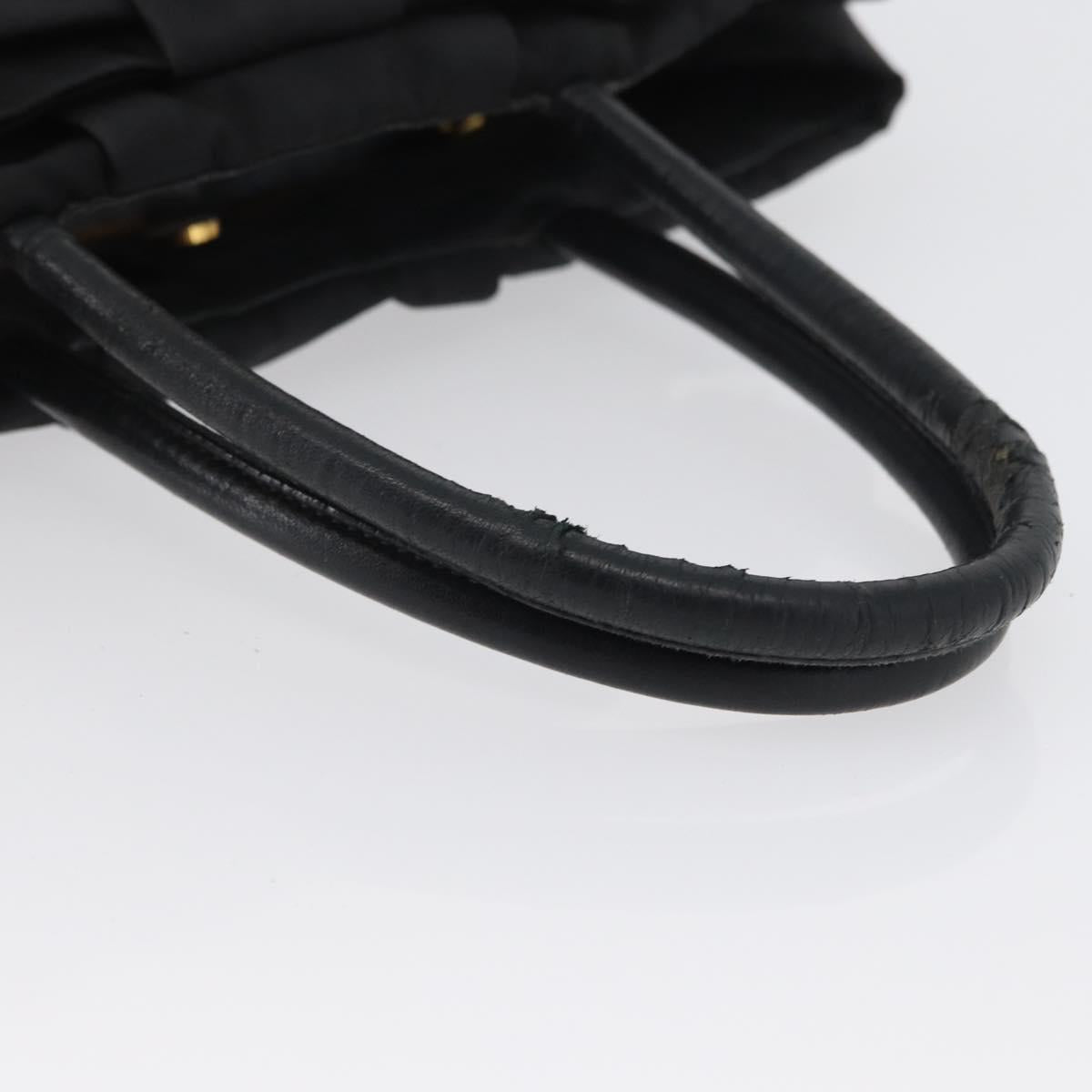 PRADA Hand Bag Nylon Black Gold Auth fm5210