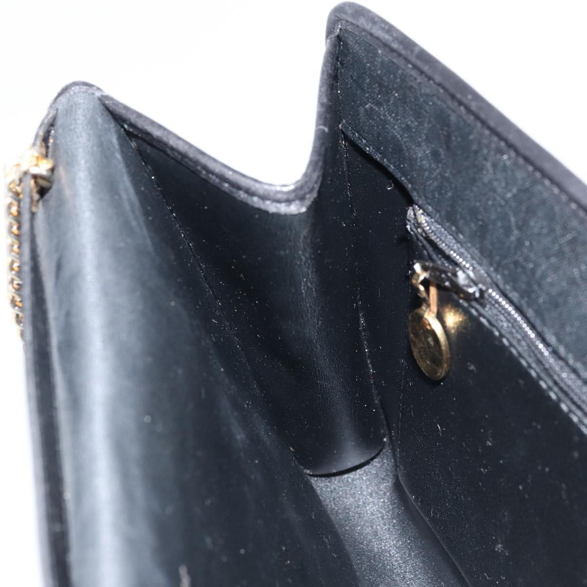 Christian Dior Trotter Canvas Chain Shoulder Bag Black Gold Auth fm5212