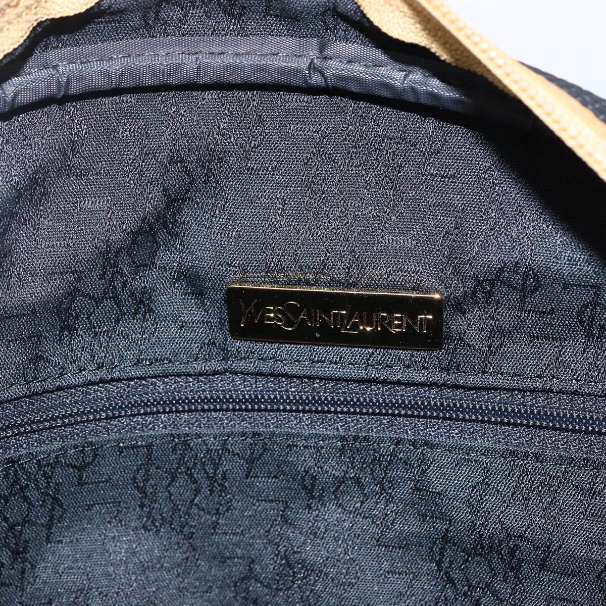 SAINT LAURENT Hand Bag PVC Black Gold Auth fm5215