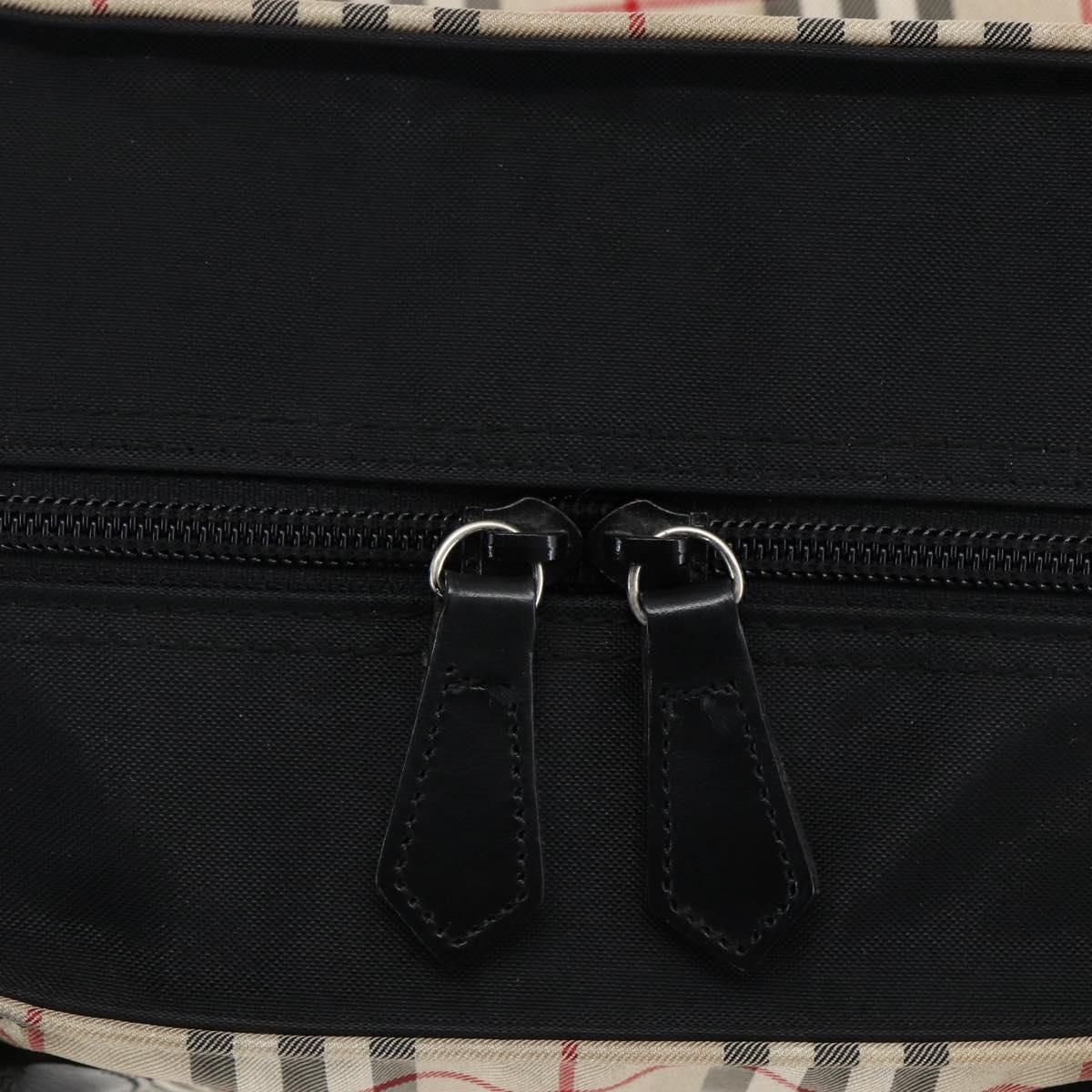 BURBERRY Nova Check Blue Label Hand Bag Nylon Beige Silver Auth fm5216