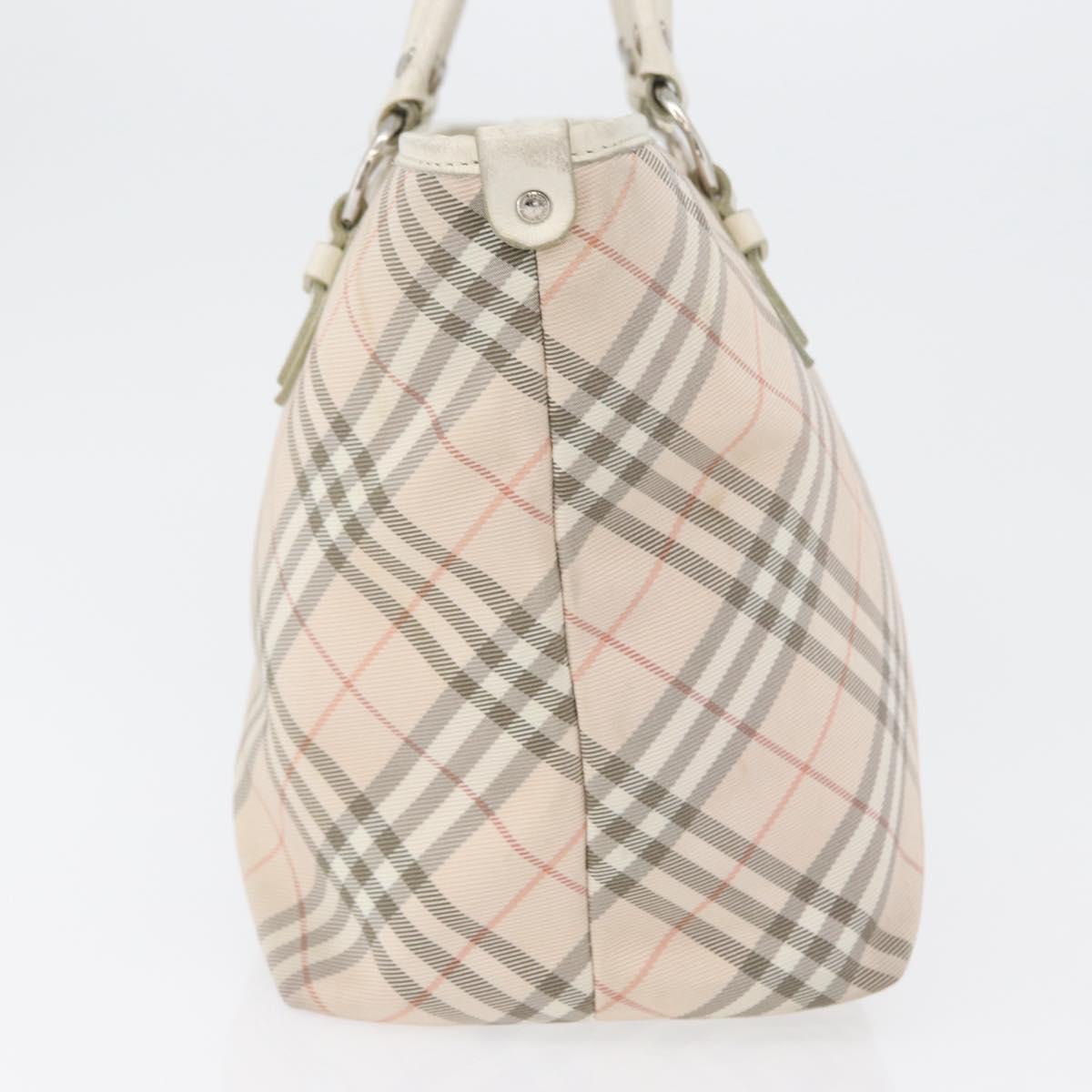 BURBERRY Nova Check Blue Label Hand Bag Nylon Pink Silver Auth fm5218