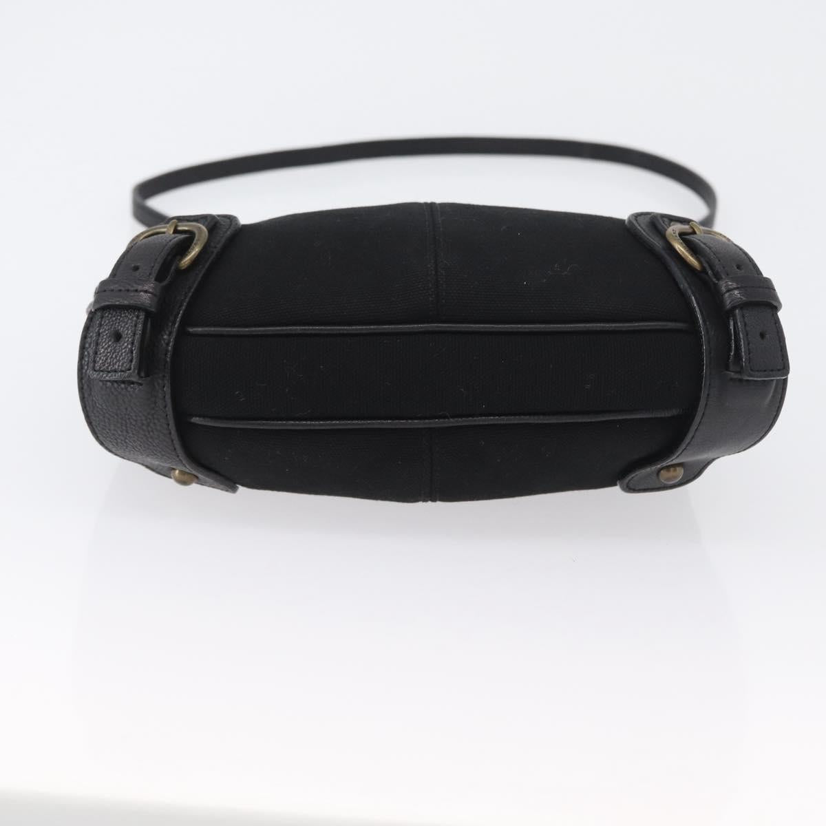BURBERRY Shoulder Bag Canvas Leather Black Auth fm5219
