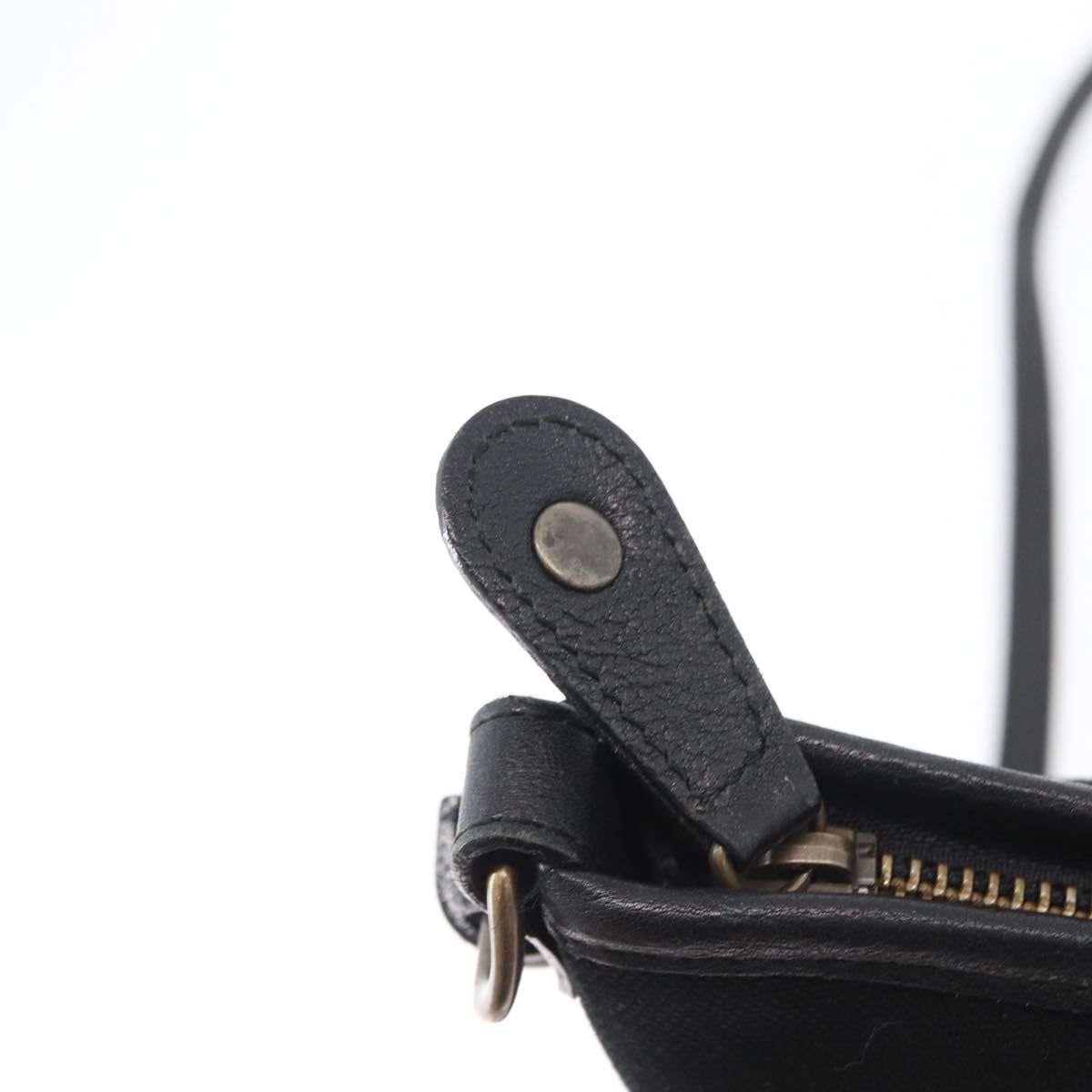 BURBERRY Shoulder Bag Canvas Leather Black Auth fm5219