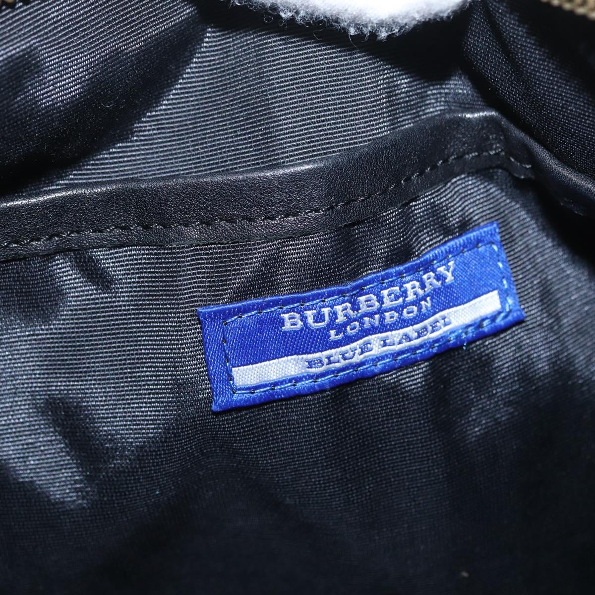 BURBERRY Shoulder Bag Canvas Leather Black Auth fm5219