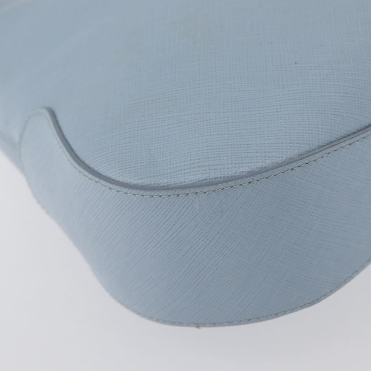 Salvatore Ferragamo Gancini Shoulder Bag Leather Light Blue Silver Auth fm5224