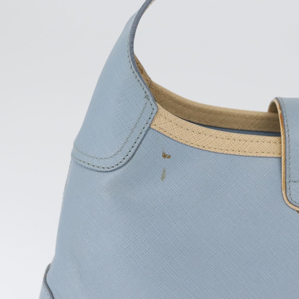 Salvatore Ferragamo Gancini Shoulder Bag Leather Light Blue Silver Auth fm5224