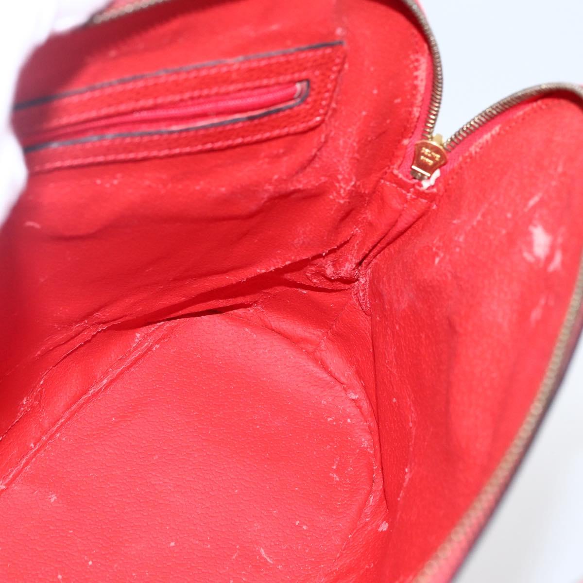 CELINE Hand Bag Leather Red Gold Auth fm5225
