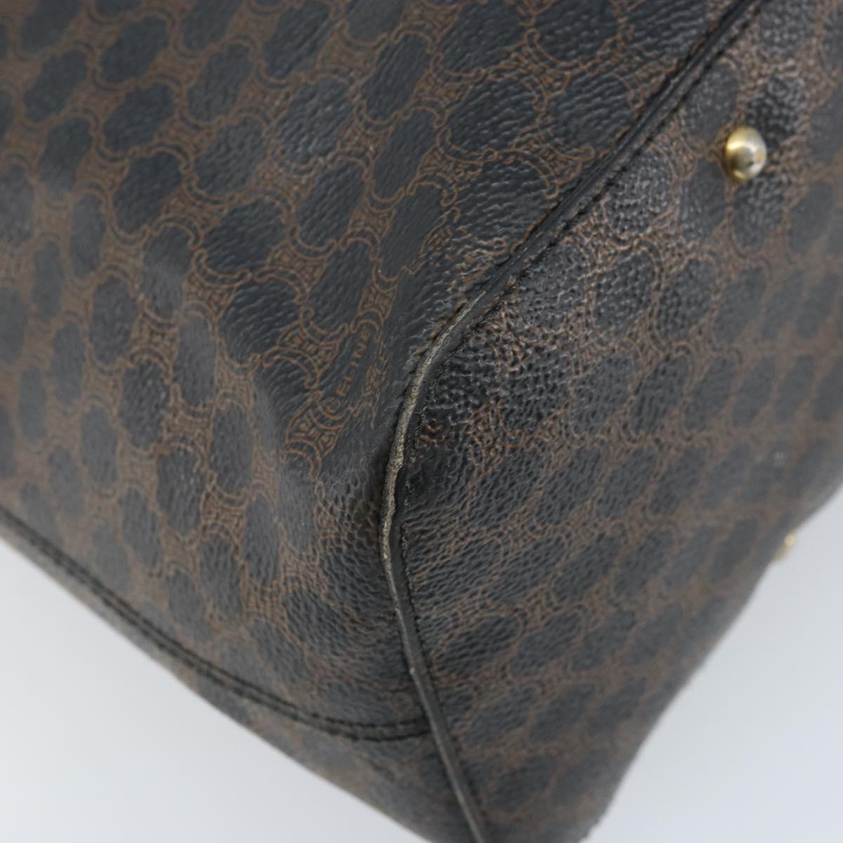 CELINE Macadam Canvas Shoulder Bag PVC Leather Black Gold Auth fm5227