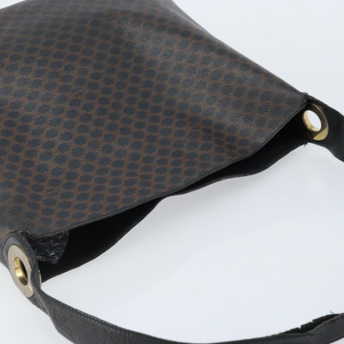 CELINE Macadam Canvas Shoulder Bag PVC Leather Black Gold Auth fm5227