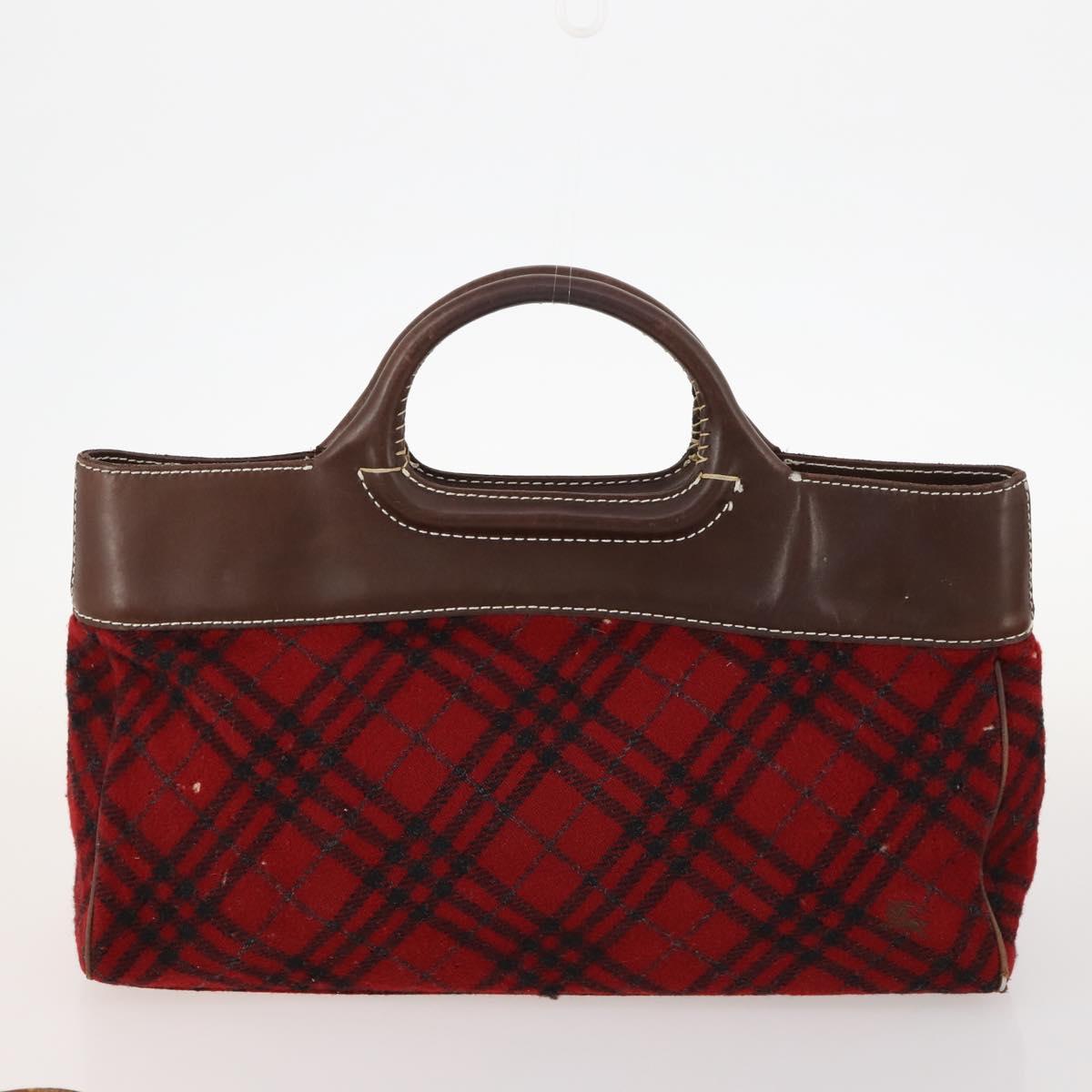 Burberrys Nova Check Blue Label Bag Leather PVC 5 Set Black Beige Auth fm5233