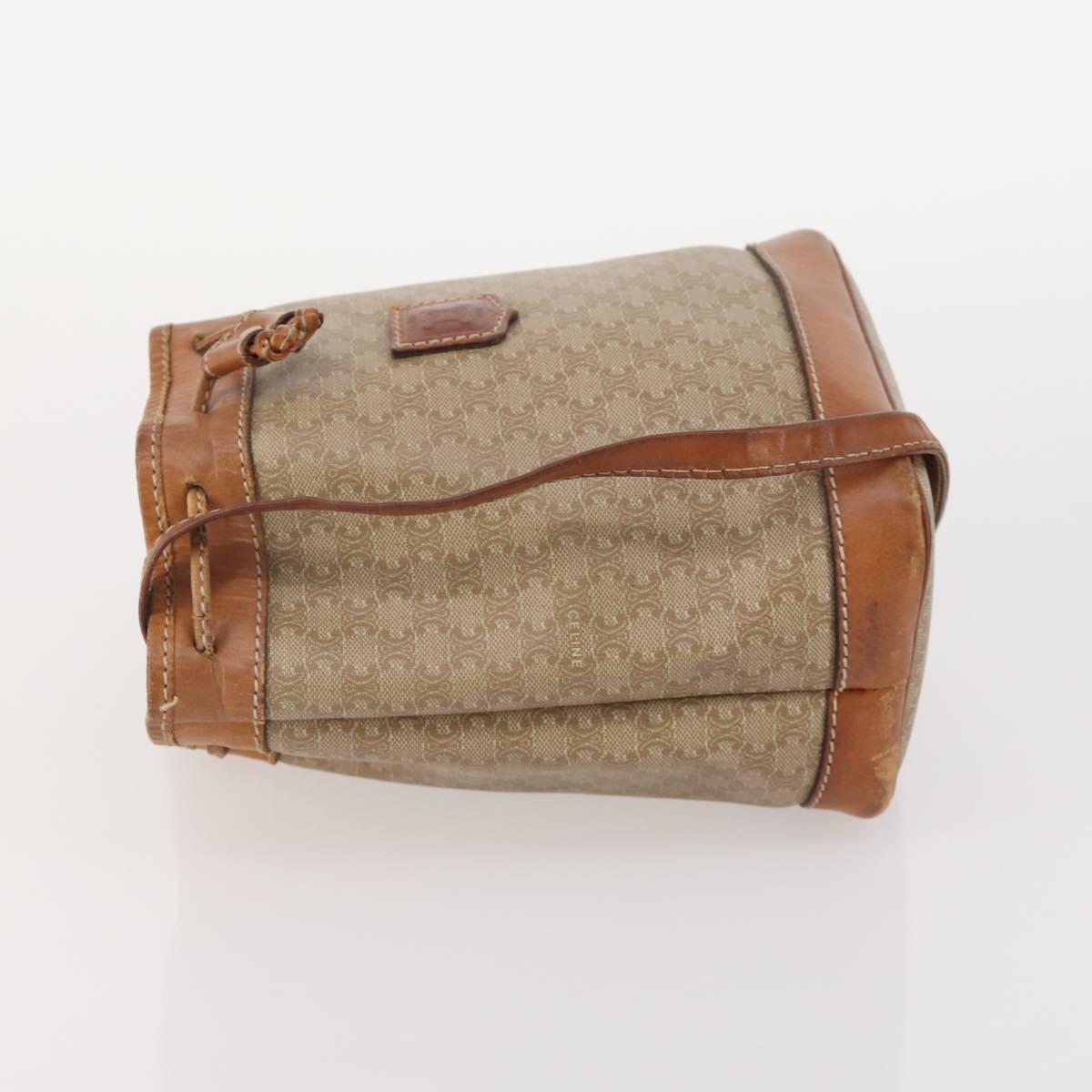 CELINE Macadam Canvas Clutch Bag PVC Leather 3 Set Brown Beige Auth fm5236