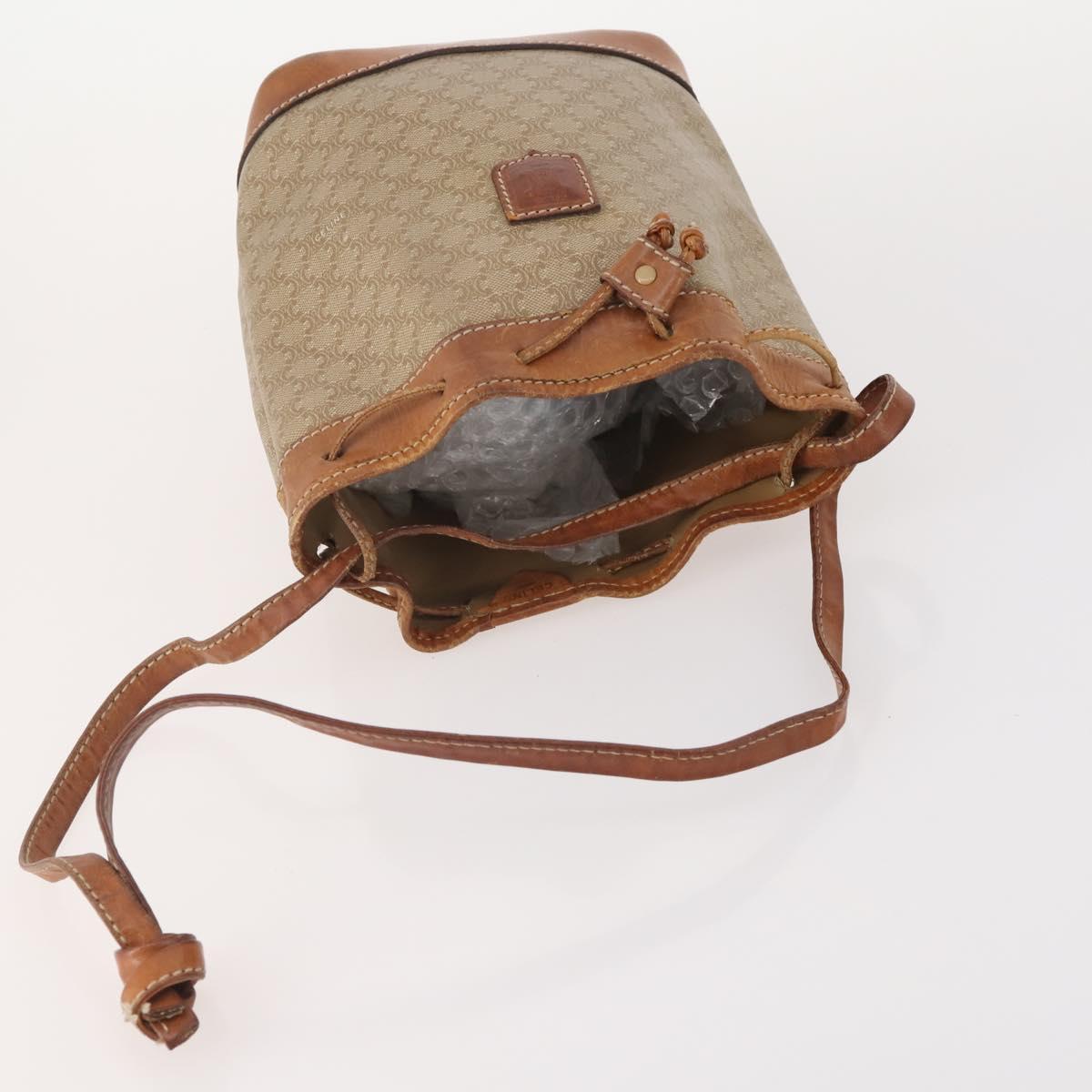 CELINE Macadam Canvas Clutch Bag PVC Leather 3 Set Brown Beige Auth fm5236