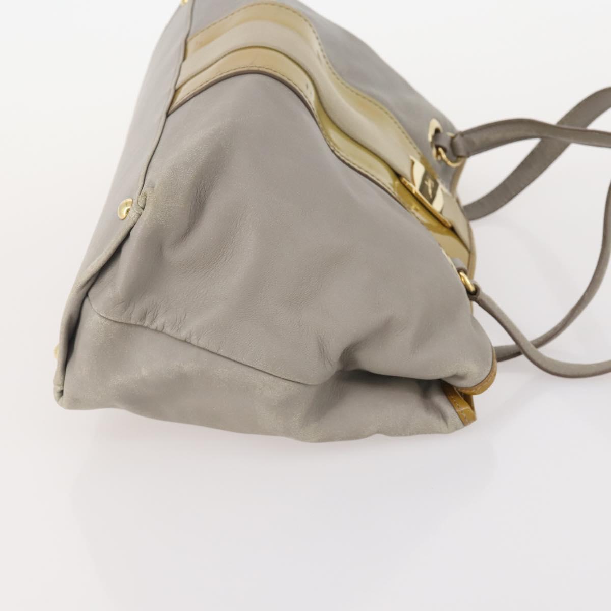 Salvatore Ferragamo Pouch Bag Canvas Leather Nylon 3 Set Black Gray Auth fm5238