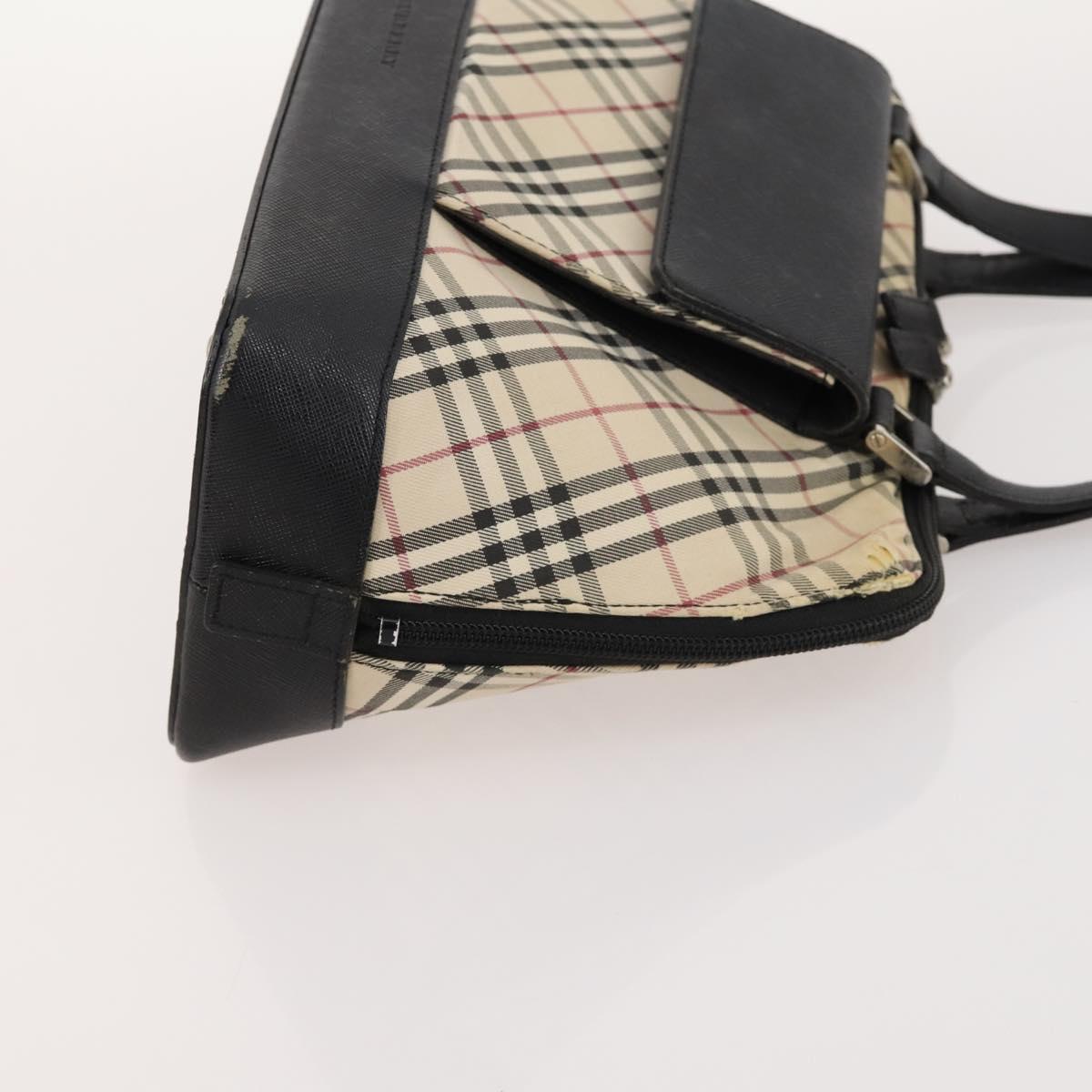 BURBERRY Nova Check Blue Label Bag Canvas Suede 4 Set Brown Beige Auth fm5239