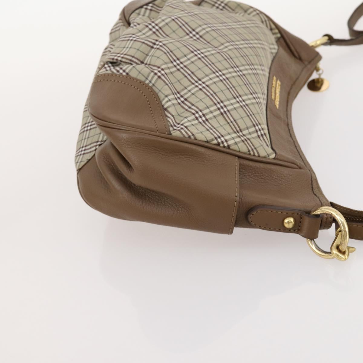 BURBERRY Nova Check Blue Label Bag Canvas Suede 4 Set Brown Beige Auth fm5239