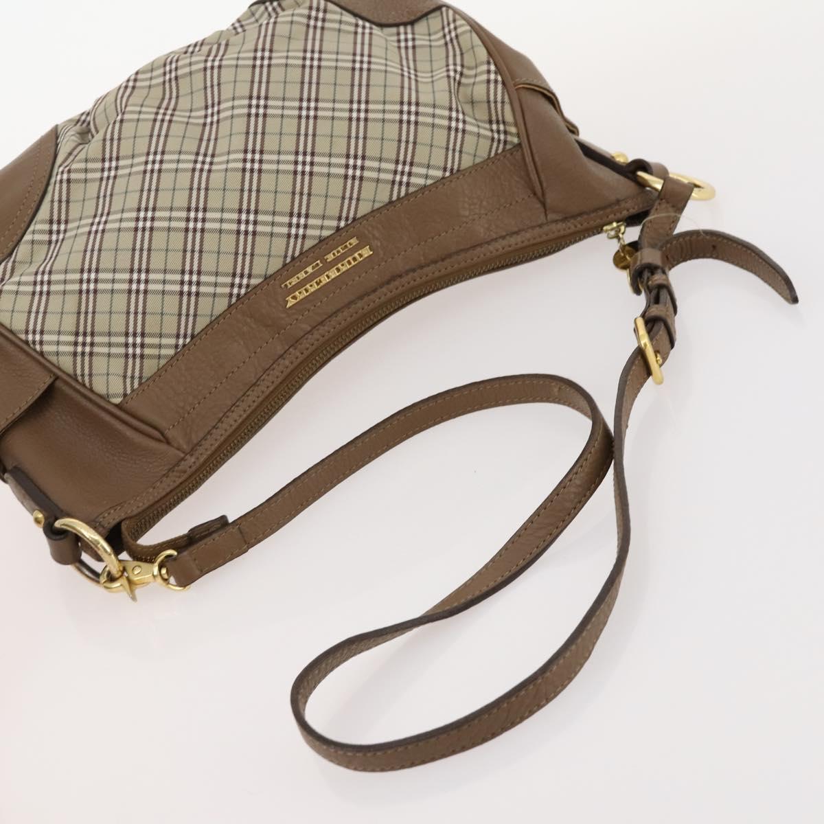 BURBERRY Nova Check Blue Label Bag Canvas Suede 4 Set Brown Beige Auth fm5239