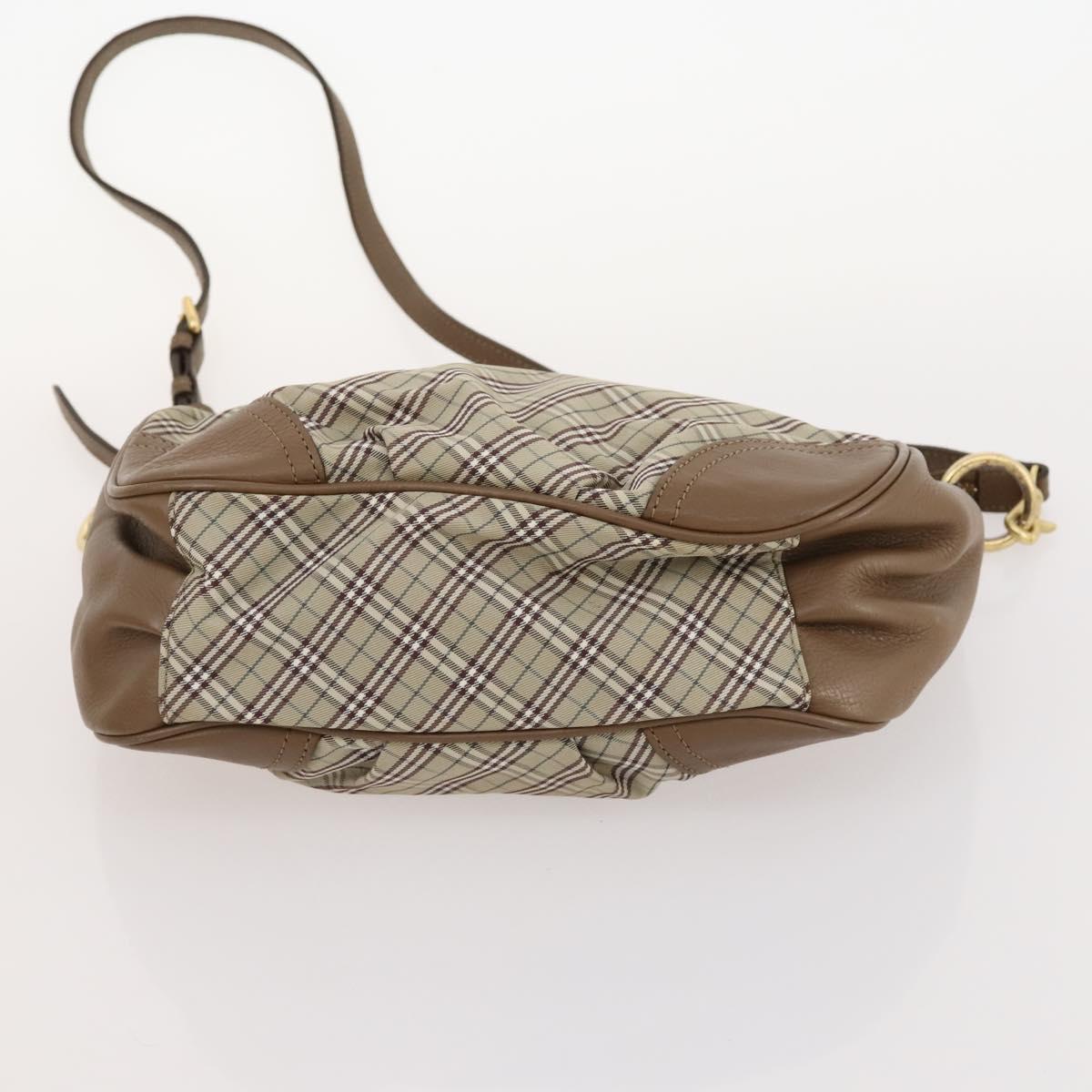 BURBERRY Nova Check Blue Label Bag Canvas Suede 4 Set Brown Beige Auth fm5239