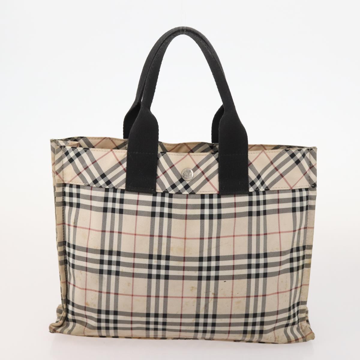 BURBERRY Nova Check Blue Label Bag Canvas nylon 5 Set Black Blue Auth fm5240